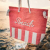 Red Beach Bag with Rope Design