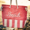 Red Beach Bag with Rope Design